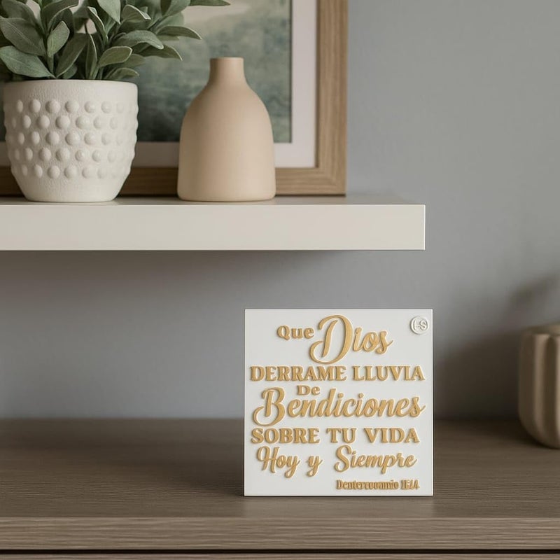 Handmade Plaque: QUE DIOS DERRAME LLUVIA DE BENDICIONES SOBRE TU VIDA HOY Y SIEMPRE - MADE IN USA - Image 4