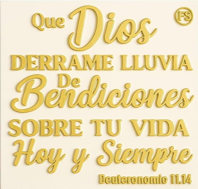 Handmade Plaque: QUE DIOS DERRAME LLUVIA DE BENDICIONES SOBRE TU VIDA HOY Y SIEMPRE - MADE IN USA - Image 1