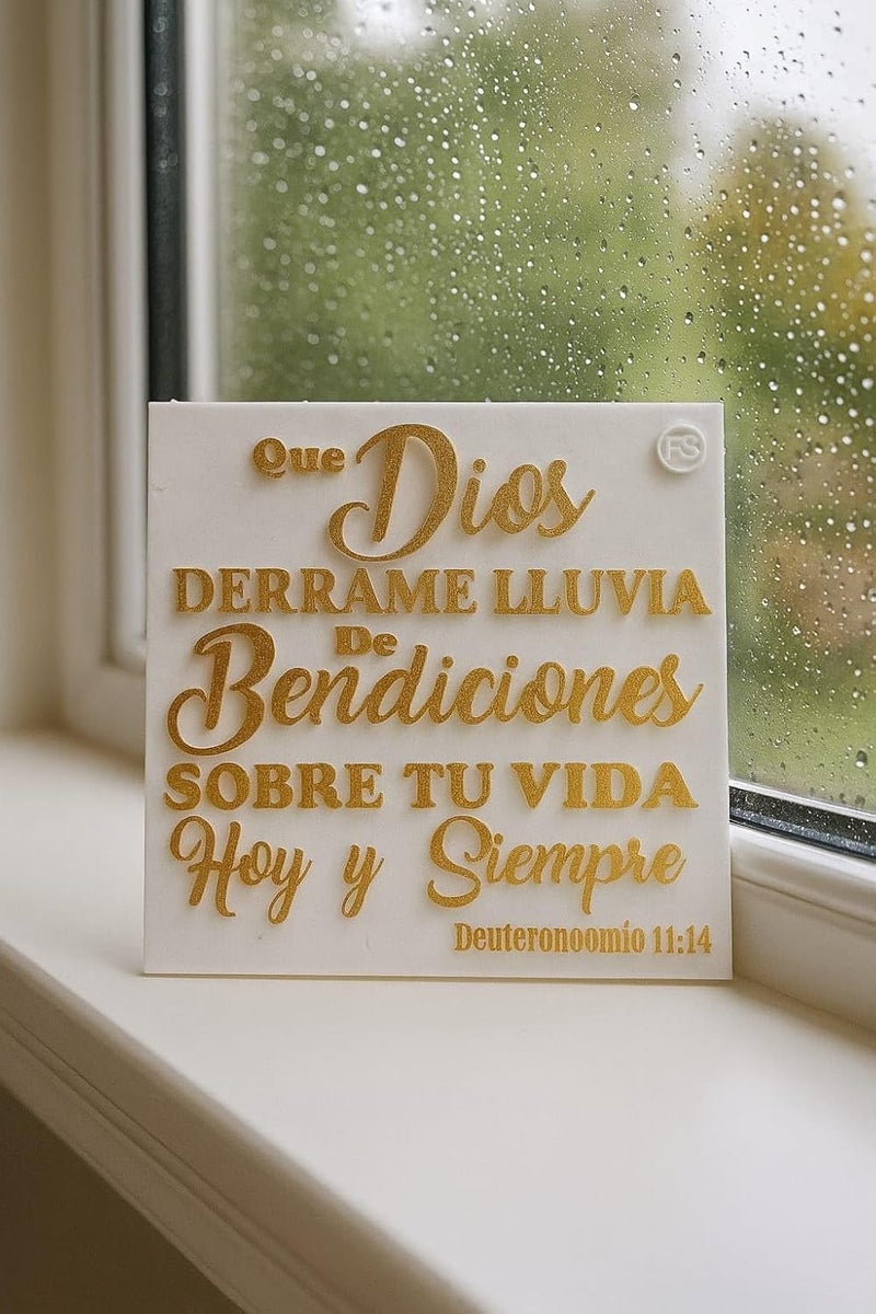 Handmade Plaque: QUE DIOS DERRAME LLUVIA DE BENDICIONES SOBRE TU VIDA HOY Y SIEMPRE - MADE IN USA - Image 3
