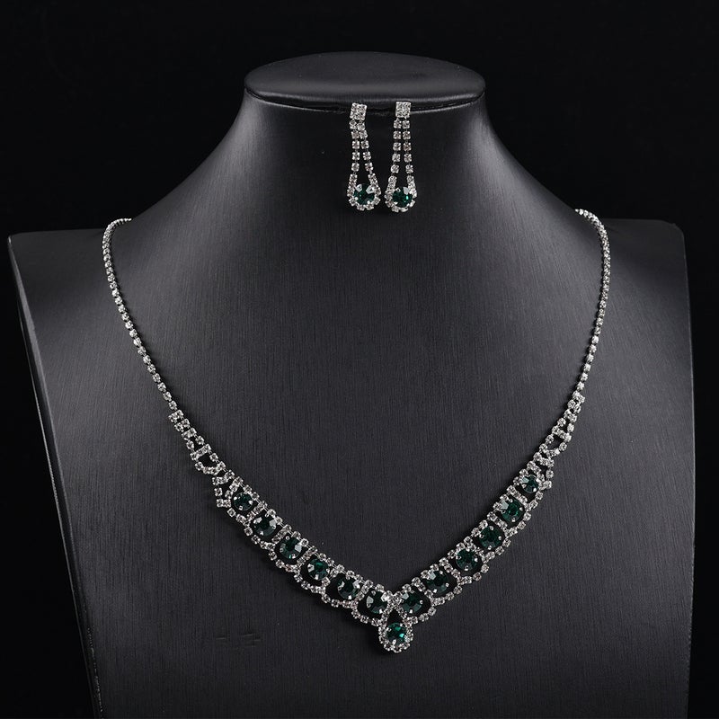 European and American Cross-Border Necklace Set, Alloy Jewelry Set for Banquet Dresses, Fashionable and Versatile Bridal Accessories Wholesale - Image 2