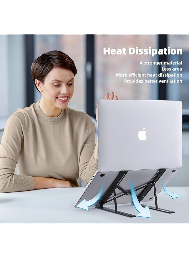 erorex Adjustable Laptop Stand Portable Aluminumlaptop Holder，Ventilated Cooling Notebook Stand For Macbook Pro Air Hp Sony Dell Notebook Stand And More Black  - Image 4