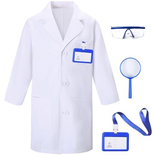 TOGROP 4Pcs Doctor Scientist Lab Costume for Kids Role Play Thick White Coat Birthday Party Gift 67 Years - Image 1