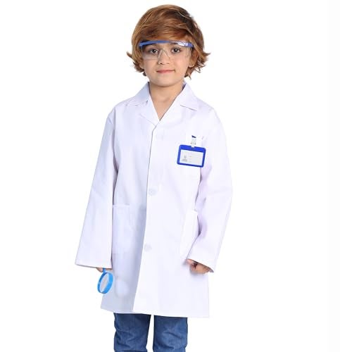 TOGROP 4Pcs Doctor Scientist Lab Costume for Kids Role Play Thick White Coat Birthday Party Gift 67 Years - Image 5