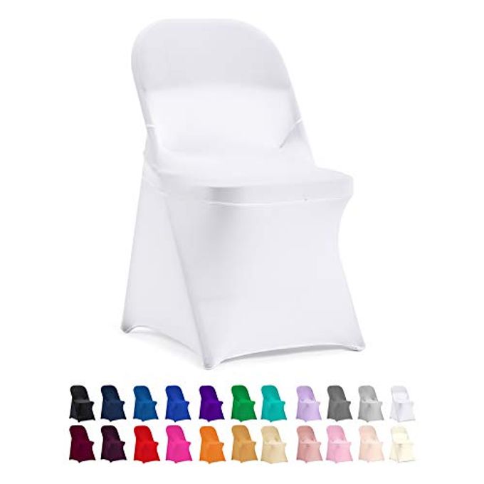 STRETCH SPANDEX FOLDING CHAIR COVER FOR WEDDING PARTY DINING BANQUET EVENT WHITE12PCS