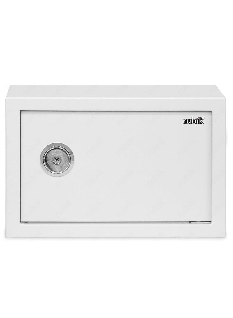 Rubik Key Operated Safe Box for Home Office Cash Passport Jewelry Security RB20K (20x31x20cm) White  - Image 4