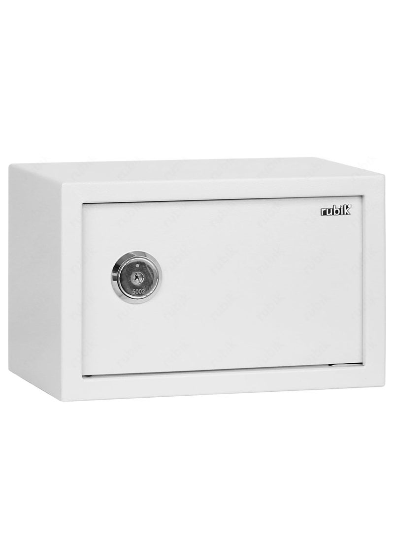 Rubik Key Operated Safe Box for Home Office Cash Passport Jewelry Security RB20K (20x31x20cm) White  - Image 5