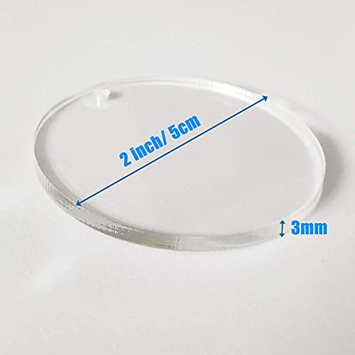 JINMURY 120 Pcs 2 Inch Acrylic Keychain Blanks | Clear Acrylic Circle Discs with Hole, Come with Silver 30 Tassles and 30 Keychain Rings, Perfect for DIY Keepsake, Monogram Keychains - Image 2