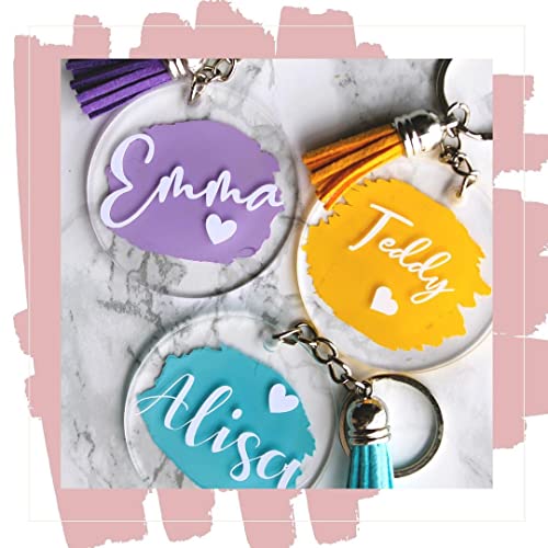 JINMURY 120 Pcs 2 Inch Acrylic Keychain Blanks | Clear Acrylic Circle Discs with Hole, Come with Silver 30 Tassles and 30 Keychain Rings, Perfect for DIY Keepsake, Monogram Keychains - Image 5