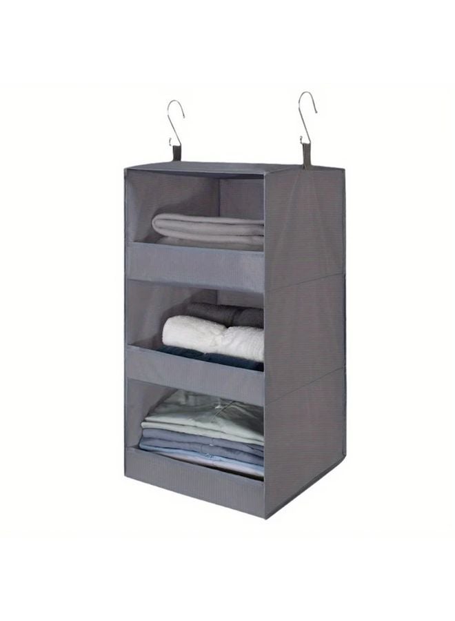 1 قطعة رف تخزين رمادي قابل للطي خزانة معلقة لمعدات التخزين في الهواء الطلق - Image 1