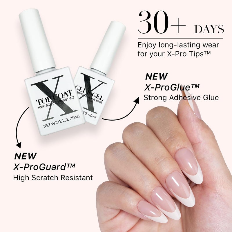 SXC Cosmetics French Tip Press On Nails - Skin Tone Nude and Color Series, Medium Almond X-Pro Tips Starter Kit ST115KIT - Image 5