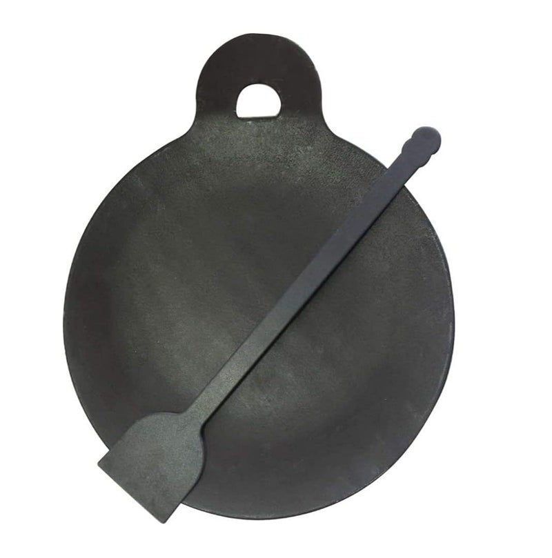 Jayam Traditional Iron Tawa with Iron Turner 11 inches Dia Black Colour CONCAVE 2KG - Image 1