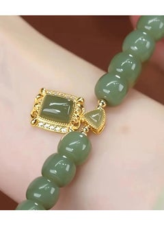 Goolsky 1pc Green Faux Jade Beaded Bracelet Elegant Hand Jewelry Decoration Chinese Style  - Image 4