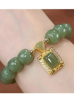 Goolsky 1pc Green Faux Jade Beaded Bracelet Elegant Hand Jewelry Decoration Chinese Style  - Image 5