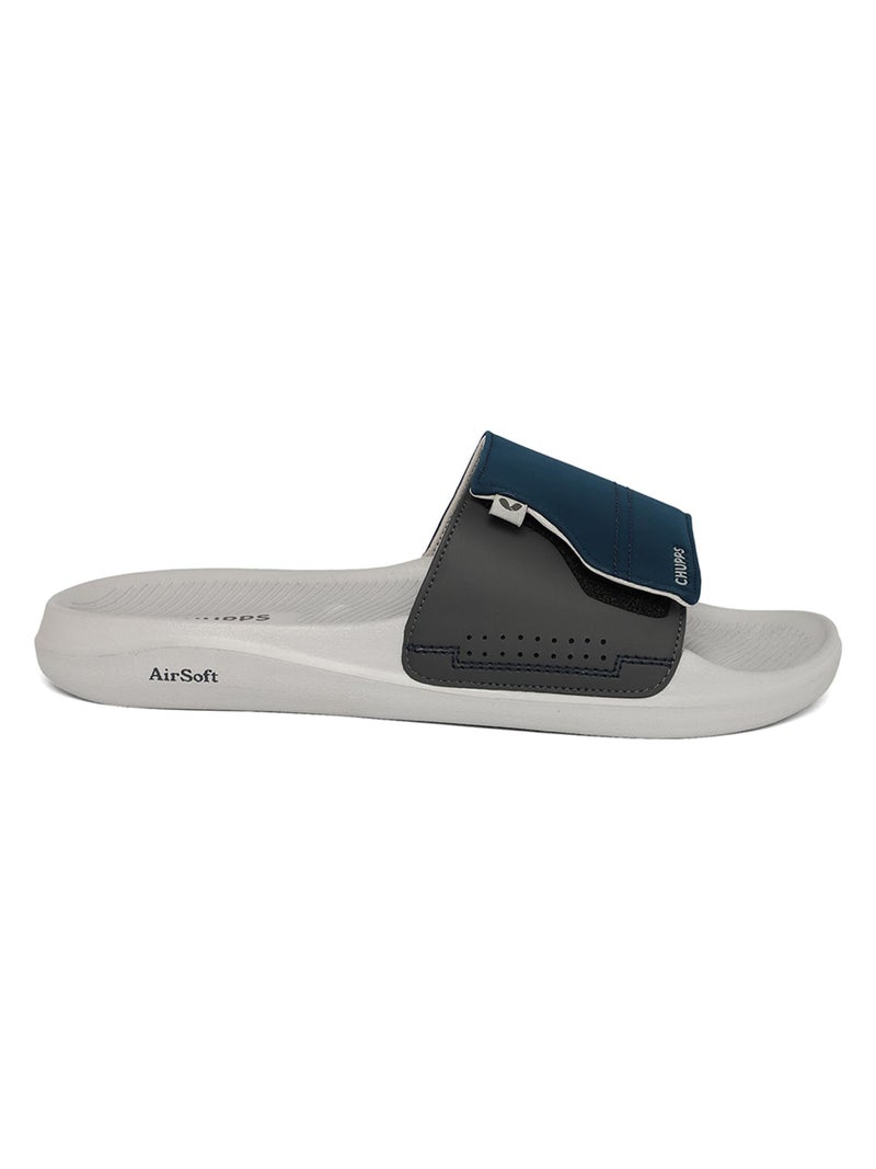 CHUPPS Urban One Vapor Slider for Men, FOAM6 Upper Technology (6mm Foam) Snug Fit with Airsoft Footbed (Contoured & Cushioned) for Super Comfort Flip Flop Slipper Navy Grey - Image 5