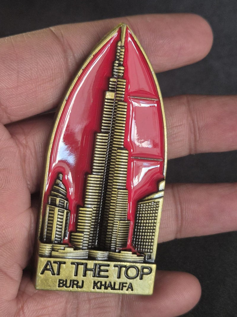 DT DECTONE Regular Metal Fridge Magnet, at The Top of Burj Khalifa 3D Metal Magnet for Fridge, Study Table, Office Desk, Ideal Gift, Best Home Decor Item for Travel Enthusiasts 7 X 3 CM, Pack of 1 - Image 5