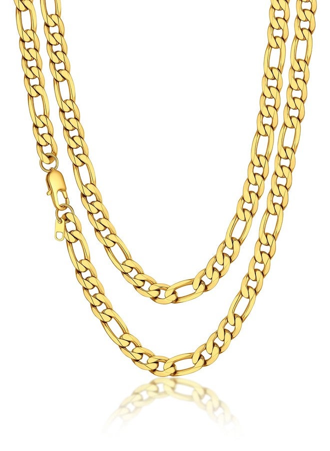Suplight Figaro Chain for Men Women 9mm 30inch Stainless Steel Chunky Figaro Necklace Gold Chains for Men Hip Hop Jewelry, Send Gift Box - Image 1