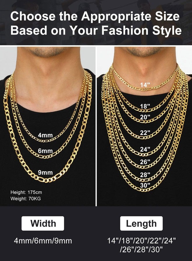 Suplight Figaro Chain for Men Women 9mm 30inch Stainless Steel Chunky Figaro Necklace Gold Chains for Men Hip Hop Jewelry, Send Gift Box - Image 5