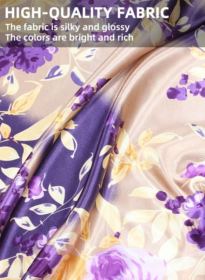 Square Scarf - Women'S Fashionable Imitation Silk Fabric Scarf, Suitable For Wrapping Hair And Sleeping At Night. Square Satin Touch Scarf Handbag Accessory Headband Scarf 90×90cm - Image 3