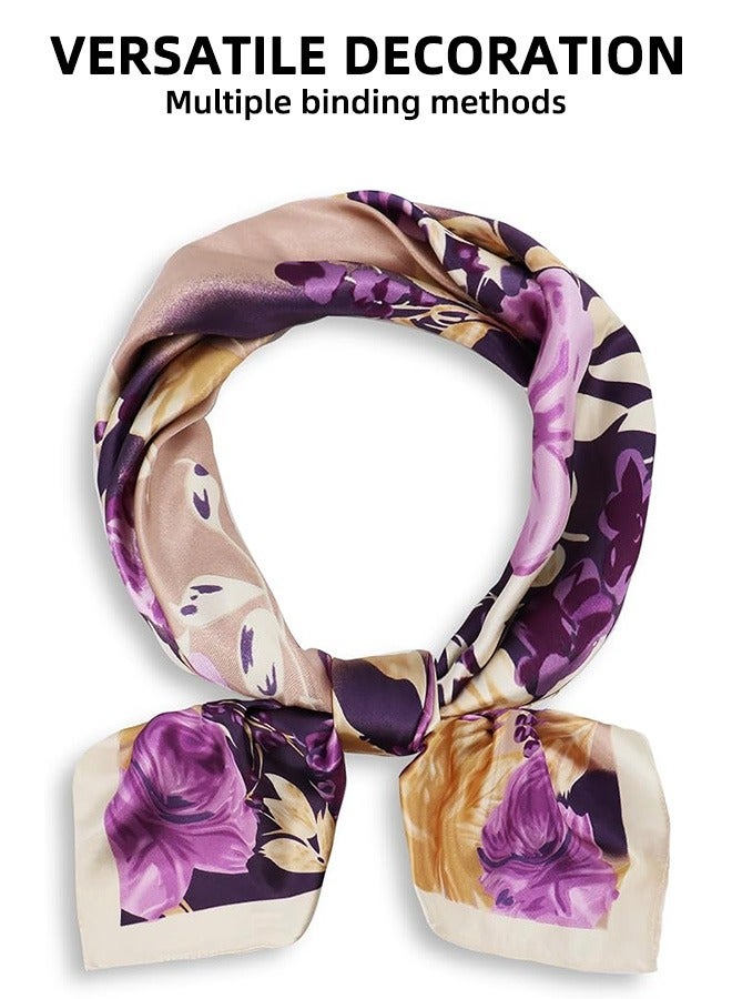 Square Scarf - Women'S Fashionable Imitation Silk Fabric Scarf, Suitable For Wrapping Hair And Sleeping At Night. Square Satin Touch Scarf Handbag Accessory Headband Scarf 90×90cm - Image 5