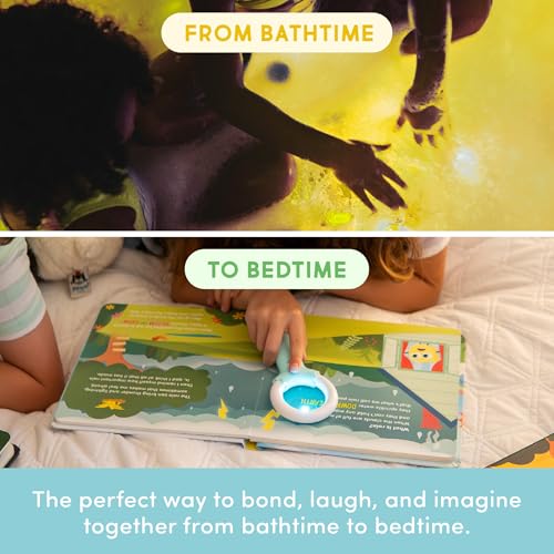 Glo Pals Alex Bath Bedtime Bundle Light Up Bath Toy with 1 Interactive Book 2 Light Cubes 1 Magic Magnifier Toddler Bath Toys Set with Storybook Character Educational Kids Bath Time Fun - Image 5