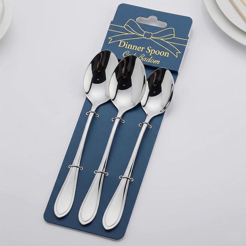 SAQOWARE Luxury Premium 3-Piece Heavy Stainless Steel Dinner Spoon Set | Mirror Polished with Plated Handles | Elegant Flatware for Home Dining, Hotels & Restaurant & Catering Use Table Settings - Image 1