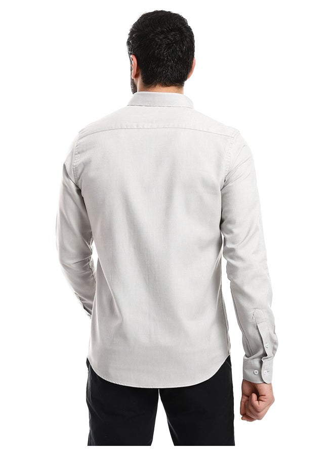 Andora Light Grey Full Front Buttons Closure Men Shirt_Light Grey  - Image 3