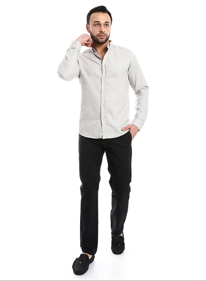 Andora Light Grey Full Front Buttons Closure Men Shirt_Light Grey  - Image 1