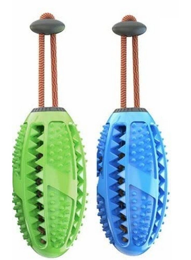 Interactive Food Dispensing Chewable Light Rugby Ball Design Pet, Natural Rubber Squeaky Pet Playing Toys For Dogs, Puppies And Cat Pack Of 1 (Color As Per Availability) - Image 1