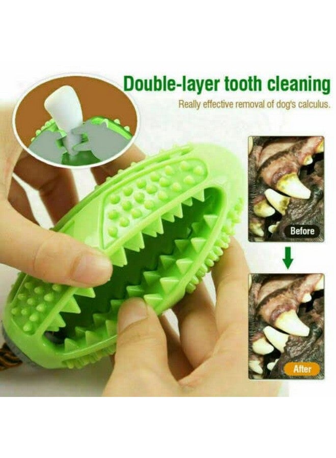 Interactive Food Dispensing Chewable Light Rugby Ball Design Pet, Natural Rubber Squeaky Pet Playing Toys For Dogs, Puppies And Cat Pack Of 1 (Color As Per Availability) - Image 2