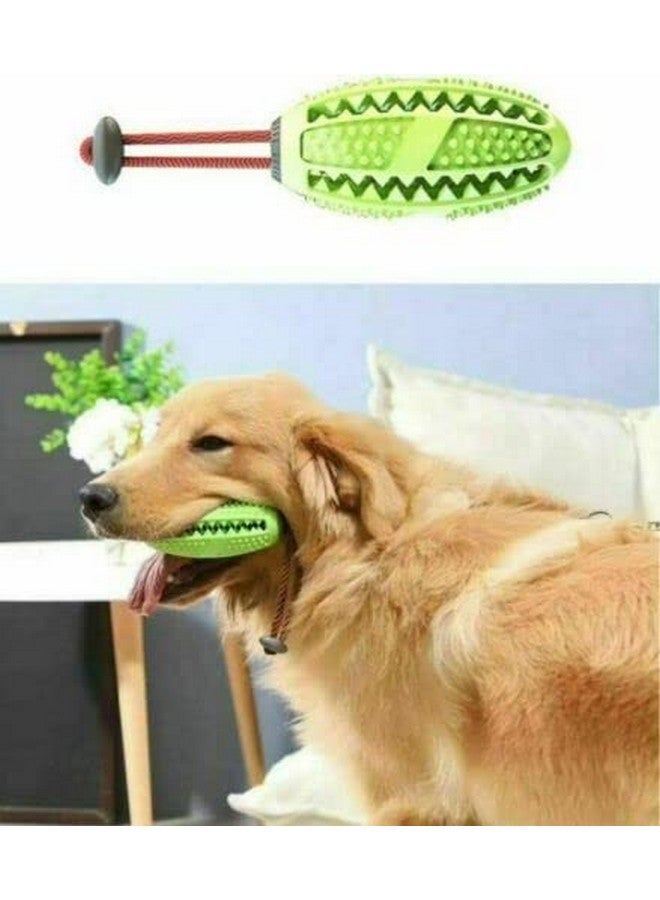 Interactive Food Dispensing Chewable Light Rugby Ball Design Pet, Natural Rubber Squeaky Pet Playing Toys For Dogs, Puppies And Cat Pack Of 1 (Color As Per Availability) - Image 5