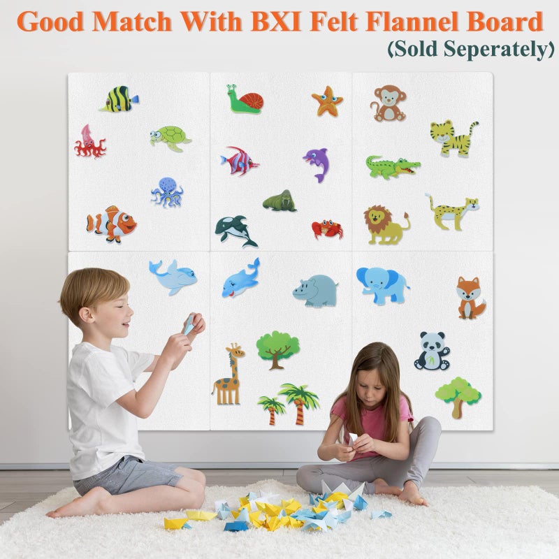 BXI 17 Pcs Zoo Animals Felt Board Story Pieces Set for Toddlers, Preschool & Kindergarten, Precut Felt Jungle Animals Figures for Preschool Crafts Activity Early Learning Storytelling - Image 3