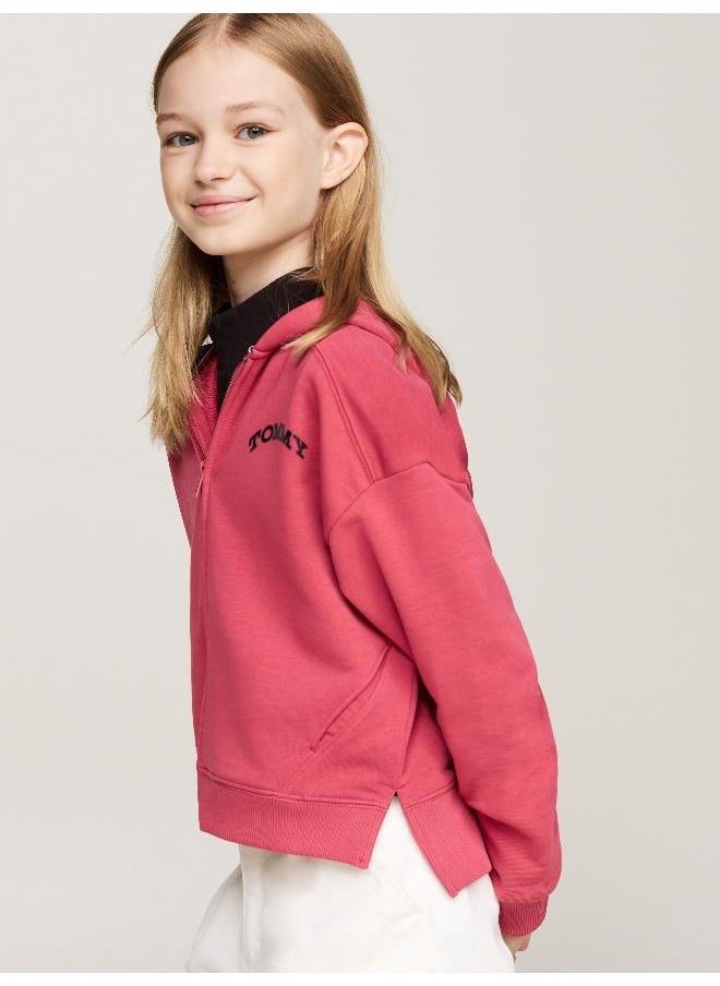 TOMMY HILFIGER Kids Logo Zip Through Hoodie  - Image 3