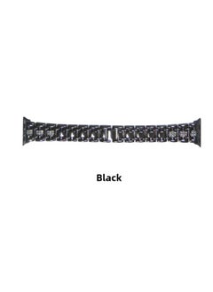 Applicable To IWatch8 Smart For Apple Watch S7 Strap For Apple Three Beads Diamond For Applewatch1-8 Generation Se-Color:Black 49/45/44/42mm