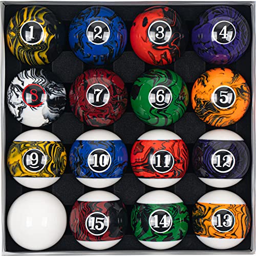 Billmart Billiard Balls Set 16 Pool Table Balls (Black Marble Premium) - Image 2