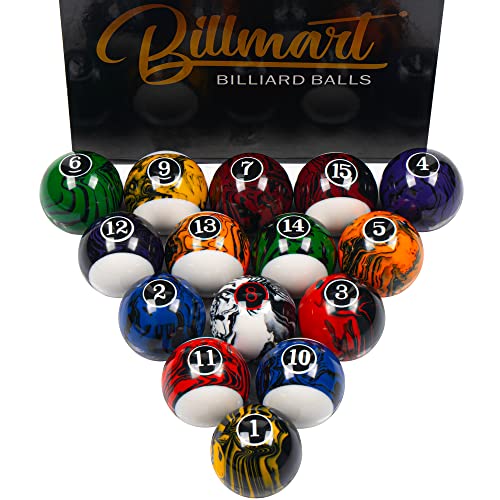 Billmart Billiard Balls Set 16 Pool Table Balls (Black Marble Premium) - Image 1