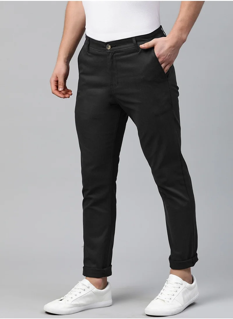 هوبرهولمي Slim Fit Black Chinos for Men with Classic Design