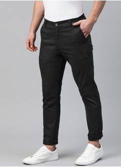 Hubberholme Slim Fit Black Chinos for Men with Classic Design  - Image 1