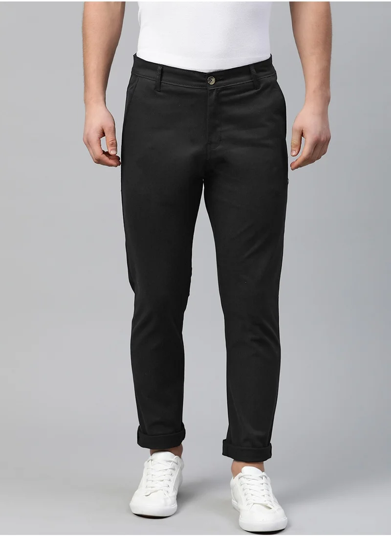 هوبرهولمي Slim Fit Black Chinos for Men with Classic Design