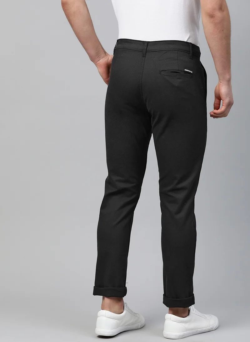 Hubberholme Slim Fit Black Chinos for Men with Classic Design