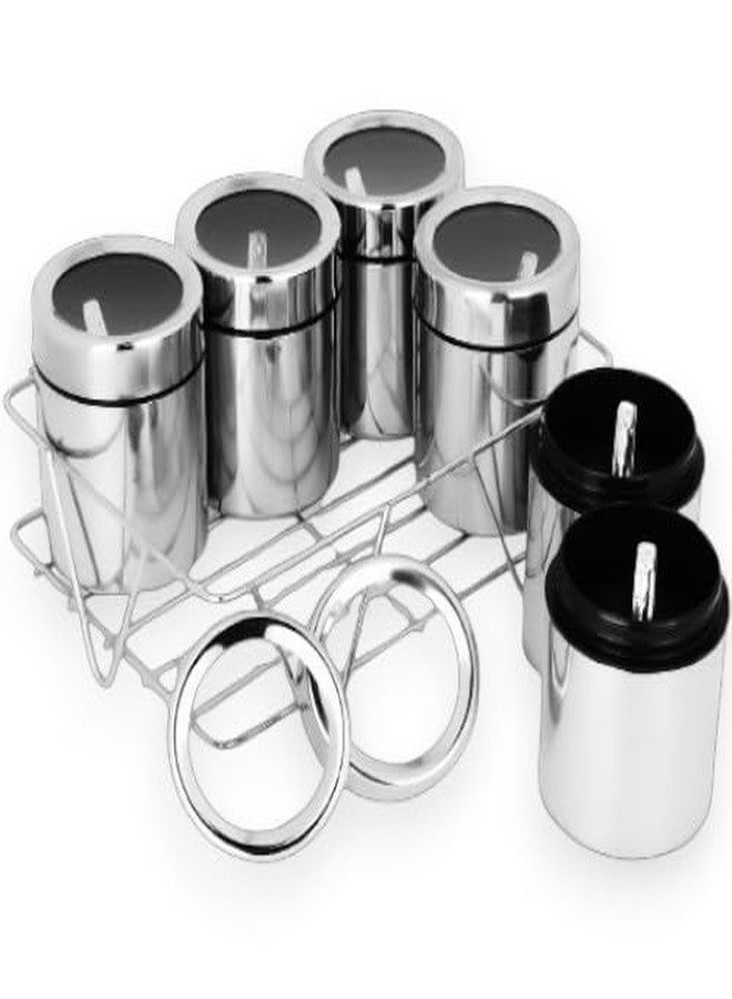 VISAXMI Stainless Steel Masala Box Set with Stand | 6 Containers & 6 Spoons | Spice Storage Organizer with See Through Lid | Premium Kitchen Masala (175 ml) - Image 5