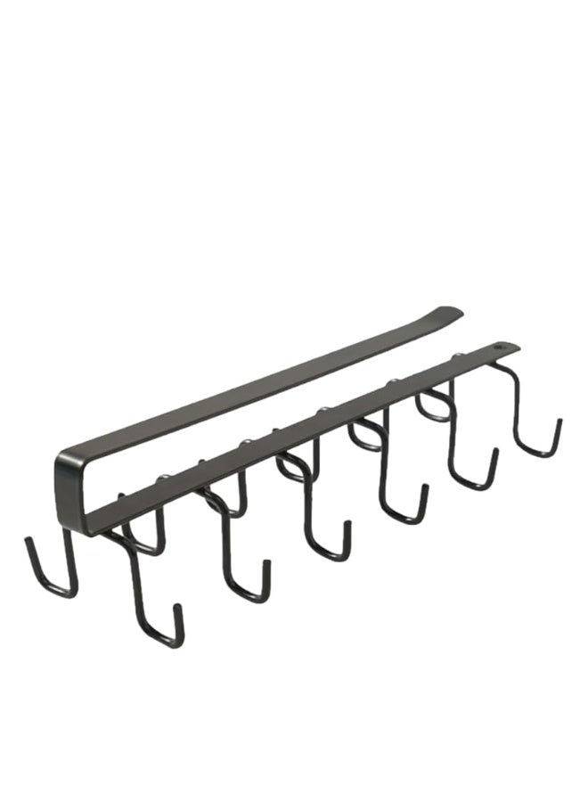 HASTHIP® Shelf Hook Rack, Metal Kitchen Hook Rack, No Drill Cupboard Shelf Mug Holder, Double Row 12-hook Kitchen Hook Rack for Cabinet, Closet, Multipurpose Shelf Hook Rack for Cups, Utensils