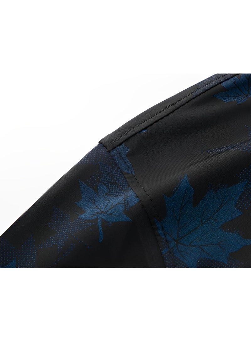 REOCLE Men's Shirt Short Sleeve Button Down Shirts Summer Casual Shirts with Print Slim-Fit Lapel Shirt - Image 5