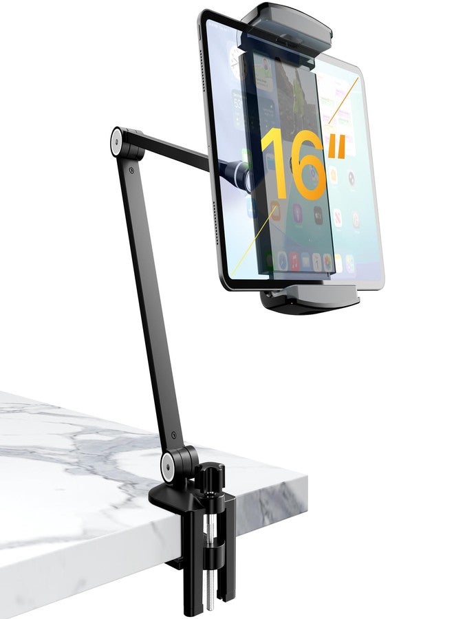 ROADOM Tablet Stand Holder-Adjustable iPad Desk Mount with 360° Rotating Base for 6.3-16" Devices-Foldable Aluminum ipad Arm Mount for Desk,Bed,Kitchen-Compatible with iPhone,iPad,Tablet,Portable Monitor - Image 1