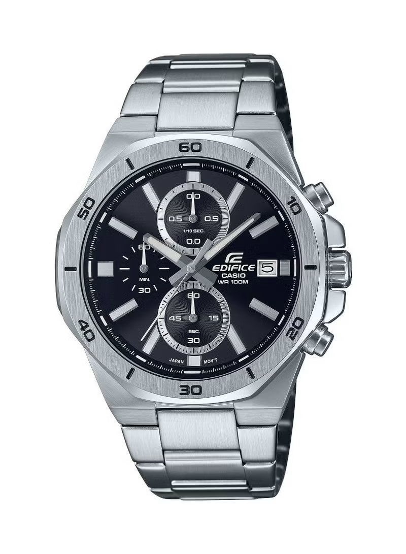 ساعة يد رجالية كرونوغراف ايديفيس بمينا أسود وستانلس ستيل