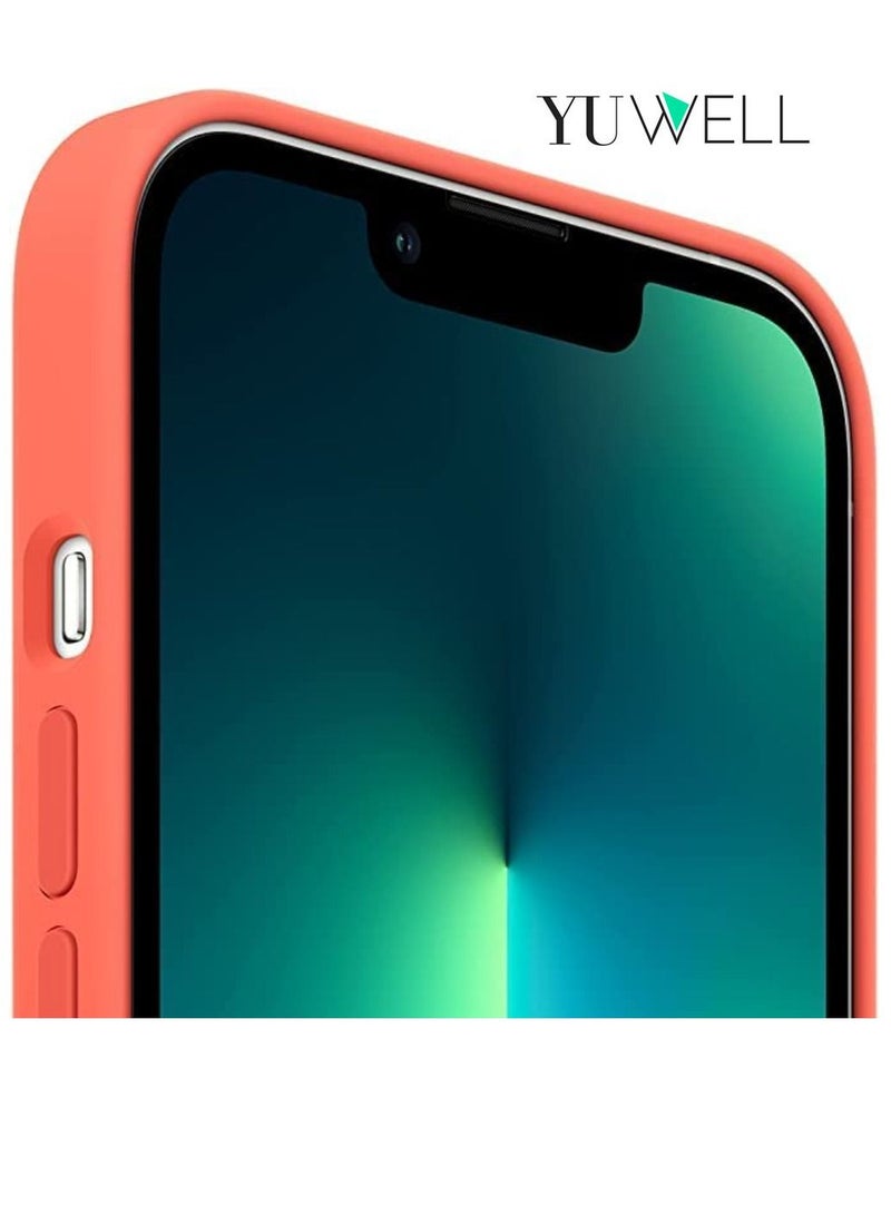 Yuwell iPhone 14 Case Silicone Shockproof Protective Case Cover 6.1 Inch Soft Liquid Gel Rubber iPhone 14 Silicone Case Light Orange - Image 2
