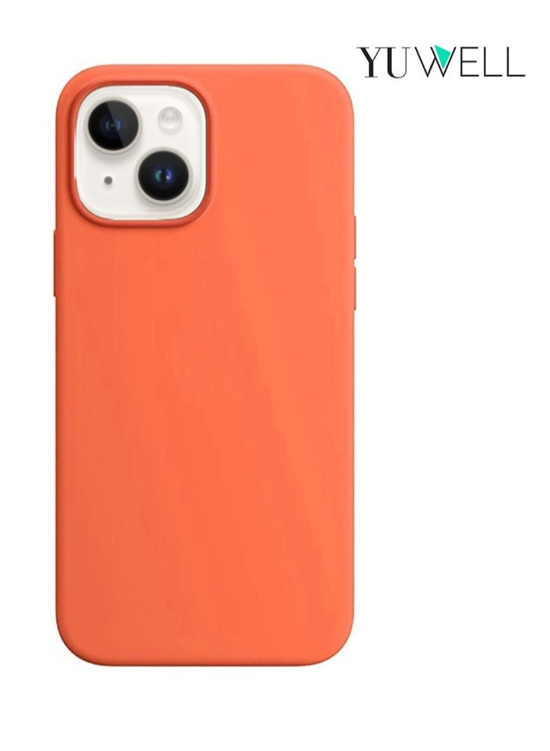 Yuwell iPhone 14 Case Silicone Shockproof Protective Case Cover 6.1 Inch Soft Liquid Gel Rubber iPhone 14 Silicone Case Light Orange - Image 1