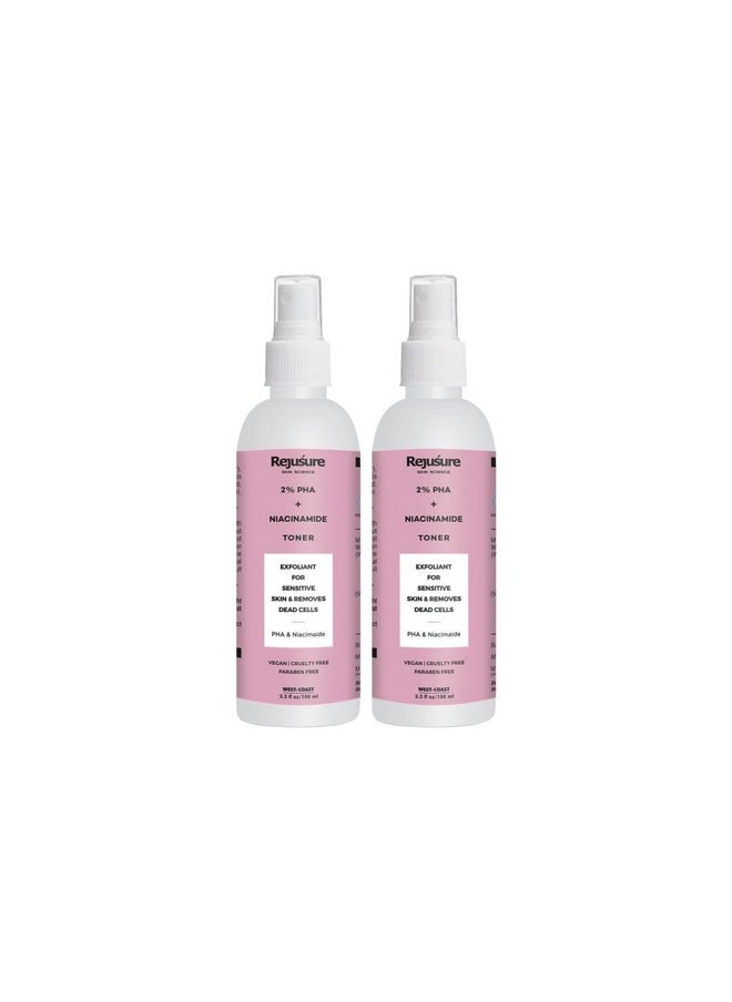 ريجيشر تونر رذاذ الوجه الخالي من الكحول Pha 2% + Niacinamide لتقشير خفيف وتضييق المسام الأفضل للبشرة الدهنية والعادية - 100 مل (عبوة من قطعتين)  - Image 1