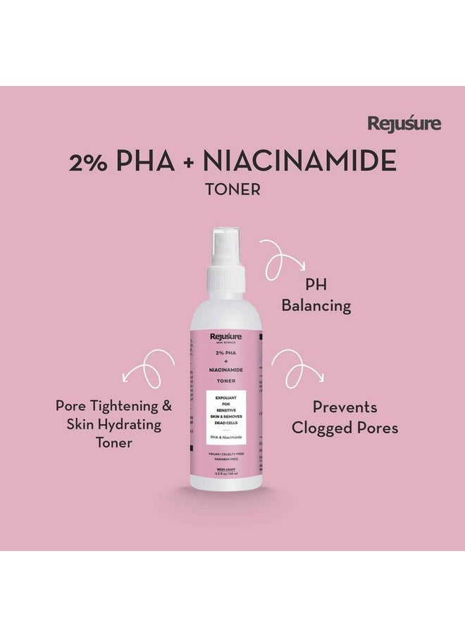 ريجيشر تونر رذاذ الوجه الخالي من الكحول Pha 2% + Niacinamide لتقشير خفيف وتضييق المسام الأفضل للبشرة الدهنية والعادية - 100 مل (عبوة من قطعتين)  - Image 2