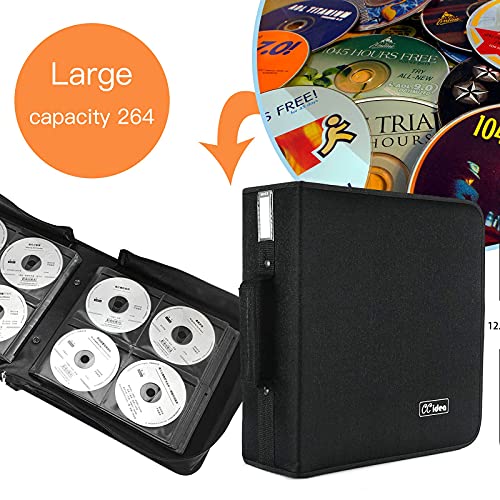 CCidea CD Case DVD Case Storage Holder-264 Capacity,Media Binder, CD Wallet, Disc Booklet, L11.4 x W 6.4 x H3.5 INCH (Black) - Image 2