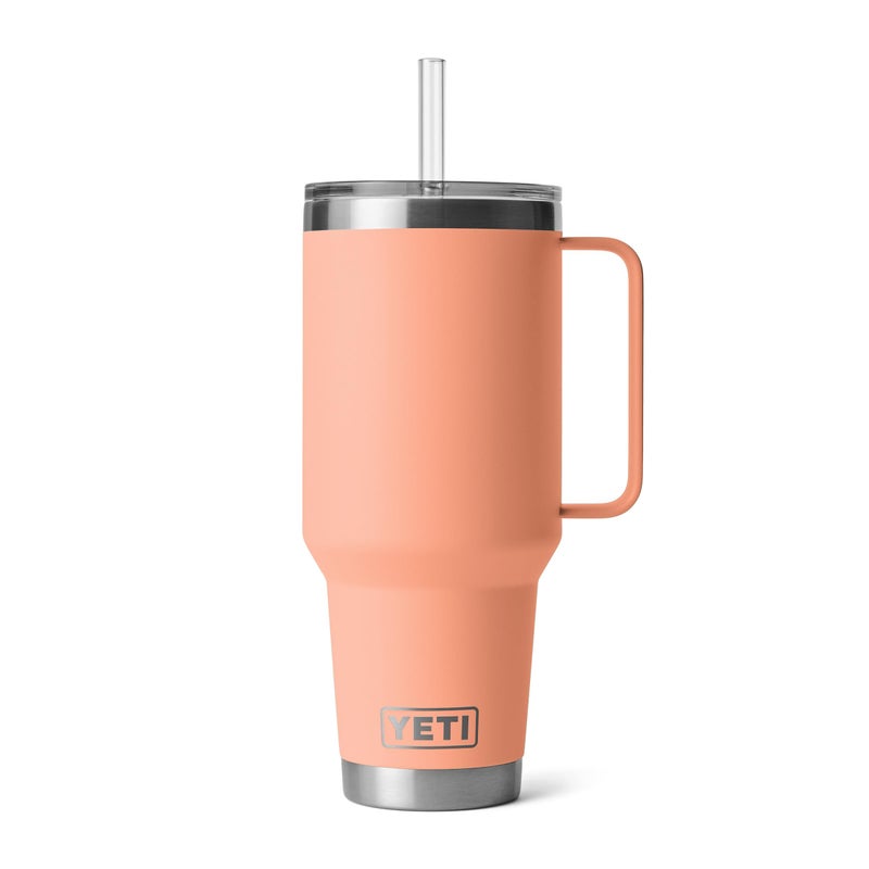 YETI Rambler 42 oz Tumbler with Handle and Straw Lid, Travel Mug Water Tumbler, Vacuum Insulated Cup with Handle, Stainless Steel, Lowcountry Peach - Image 1